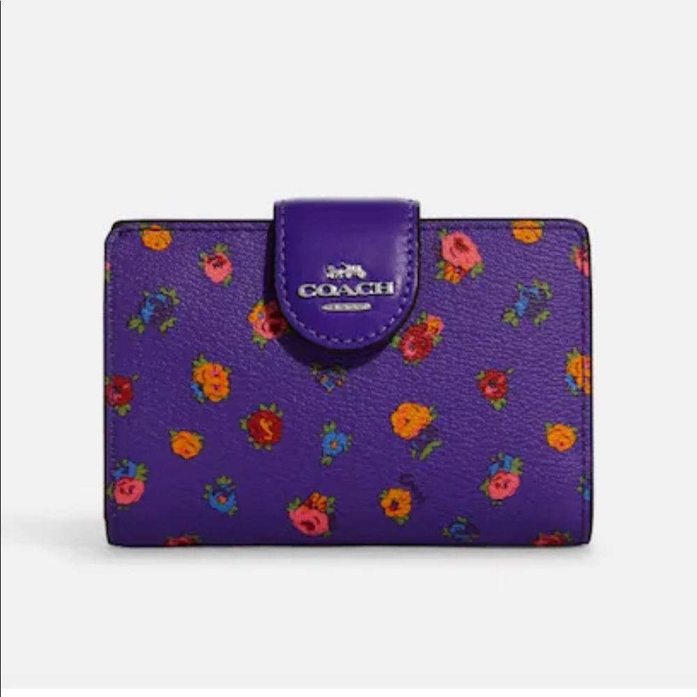 New - Medium Corner Zip Wallet With Mini Vintage Rose Print